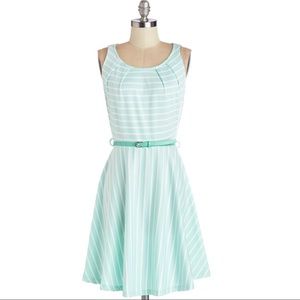 Modcloth Striped Pleated Sun Dress